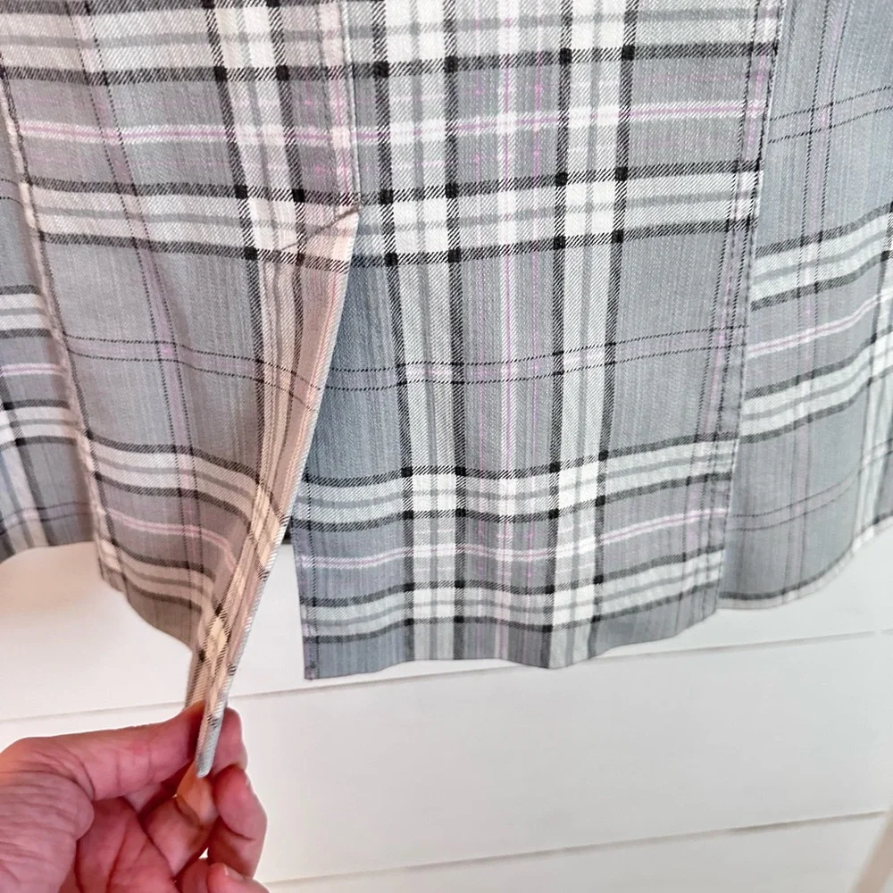 NWT AFRM S Lila grey plaid cotton preppy effortless wardrobe staple denim blazer - Picture 15 of 16